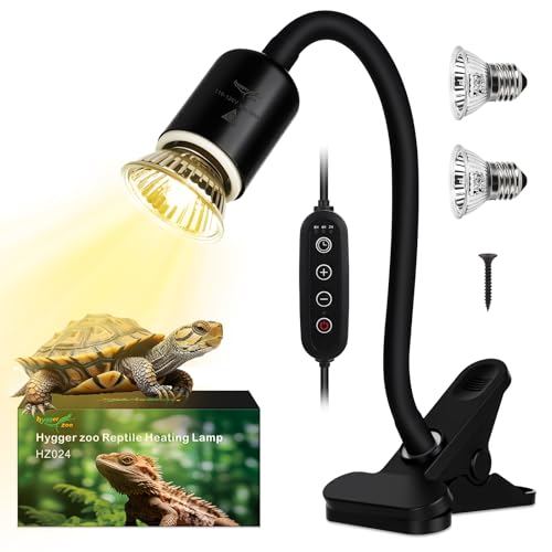 Reptile Heat Lamp Turtle Basking Light Bulbs with Cycle Timer, 360° Rotatable Dimmable Aquarium UVA UVB Reptile Light Bearded Dragon Tank Accessories 2 Pack Heat Bulbs for Turtle Lizard Snake Cage