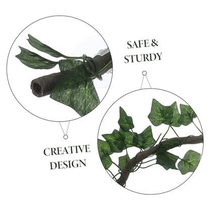 Sosoport 1m Jungle Vines for Reptiles Flexible Artificial Decor with Suckers Leaf for Lizard Frogs Snakes Creative DIY Habitat Ornament for Terrarium and Aquarium Use
