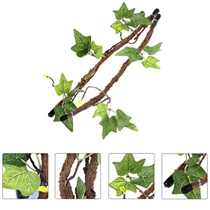 POPETPOP 2PCS Reptile Vines for Terrarium Flexible Simulation Plants Suction Cups Habitat Decor for Lizards Snakes and Gecko Climbing
