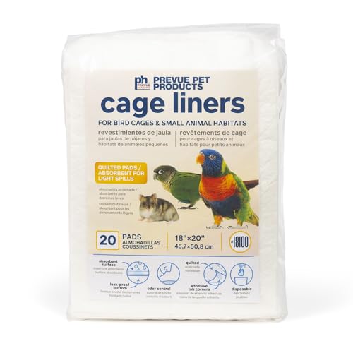 Prevue Pet Products Disposable Cage Liners for Birds and Small Animals - Cage Accessories for Parrot, Parakeet, Conure, Cockatiel, Hamster, Guinea Pig, & Mouse Enclosures - 20 White Liners