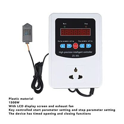 Humidity Controller,1500W Digital Humidity Controller LCD Display Humidistat Plastic Timing Air Humidity Controller for Home Farm Greenhouse (110V-US)
