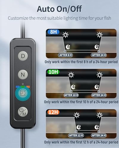 Pawfly 28W Aquarium LED Light for 36 to 42 Inch Extendable Fish Tank Light with Full Spectrum Brilliant White Blue Red Lights with Daytime & Night Modes Timer Auto On/Off Adjustable Brightness - color: Basic with Timer, size: 36"-42"