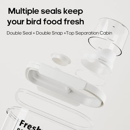 1.7 Qt/1.6 L Bird Seed Storage Container with Lids Airtight Measuring Cup, Bird Seed Dispenser Pet Food Container Are Used to Store Bird Food, Chicken Feed BPA Free (1.6L, White) - color: 1.6L,/White