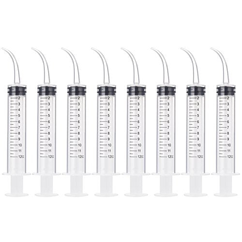 TecUnite 8 Pcs Syringe 12cc Dental Irrigation Syringe with Curved Tip for Wisdom Teeth Measurement Disposable Water Oral Mouth Liquid Tonsil Stone Squirt Mouthwash Cleaner Syringes - style: With Measurement
