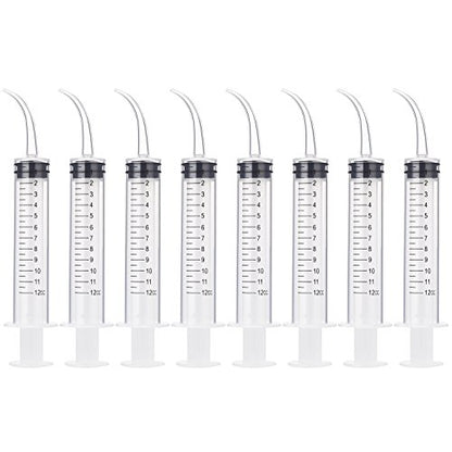 TecUnite 8 Pcs Syringe 12cc Dental Irrigation Syringe with Curved Tip for Wisdom Teeth Measurement Disposable Water Oral Mouth Liquid Tonsil Stone Squirt Mouthwash Cleaner Syringes - style: With Measurement