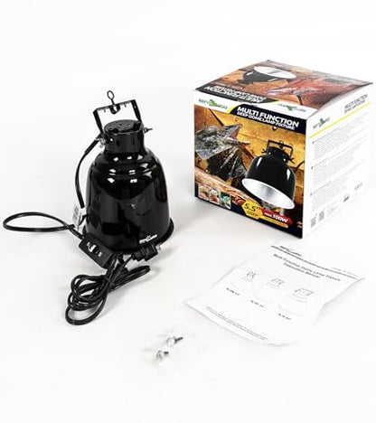 REPTI ZOO Reptile Heat Lamp Cap Deep Dome Reptile Light Fixture Polished Aluminum Alloy Heat Lamp Fixture for Lizard, Bearded Dragon, Turtles, and Snake Terrarium, Max 100W 5.5 Inches Black