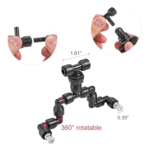 CozyCabin Double Reptile Mister Nozzles, 1/4'' Reptile Misting Spray Nozzle 360 Degree Adjustable Detachable Nozzle - Fine Mist Fogger for Terrarium, Aquarium Rainforest - size: Dual Head