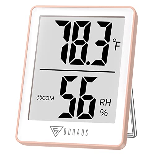 DOQAUS Indoor Thermometer for Home, Room Thermometer Humidity Meter with Temperature Humidity Sensor for Home, Bedroom, Baby Room, Office, Greenhouse, Cellar (Pink) - color: Pink