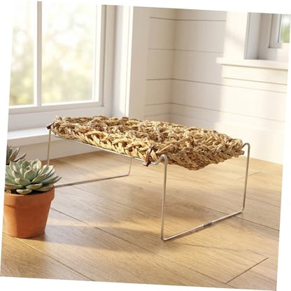 BESPORTBLE Bearded Dragon Lounger and Hammock with Metal Legs, Rectangular Seagrass Basking Platform Bed for Lizards, Leopard Gecko, Hermit Crabs, and Small Reptiles