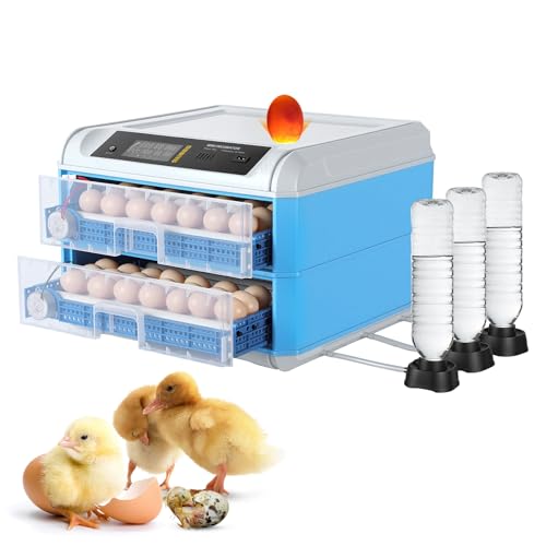 120 Egg Incubator, Automatic Incubator for Hatching Eggs, with Auto Egg Turner, Temp & Humidity Control, Poultry Hatching Incubators for Chicken Duck Quail Eggs,Ideal for Farm, School and Lab (Blue) - color: Blue