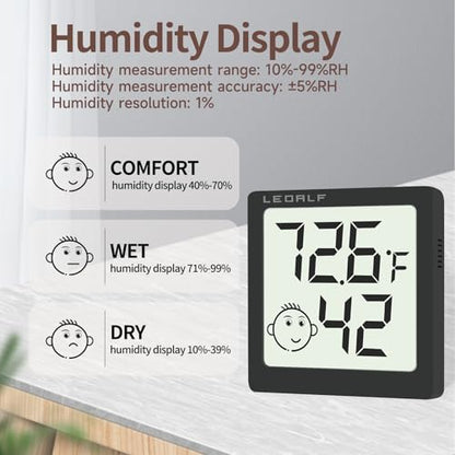 Mini Humidity Meter Hygrometer 6 Pack Room Thermometer Indoor Digital Temperature and Humidity Monitor (Black) - style: Style A-Black-6pcs
