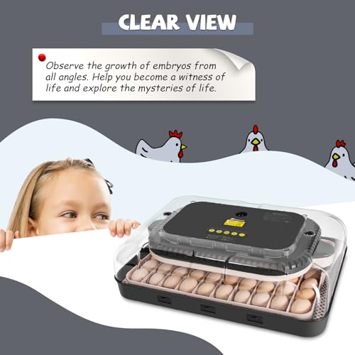 Sailnovo Incubators for Hatching Eggs 70 Egg Incubator with Automatic Egg Turning and Auto Humidification, Temperature Control, Incubator for Chicken Duck Quail Eggs, Perfect for Lab School Farm Use