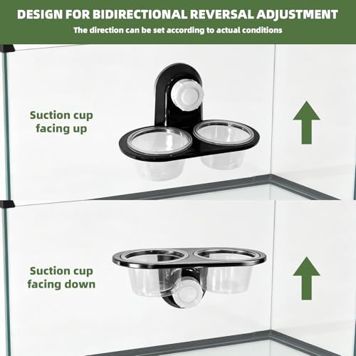 Black Gecko Feeding Ledge with 100 PCS 0.7 oz Disposable Plastic Cups and 1 Tweezer, Detachable Suction Cup Reptile Food Water Feeding Station for Crested Gecko, Lizard, Small Reptiles and Amphibians