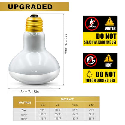 MIXJOY 75W Reptile Heat Lamp Bulbs, 2Pack Heat Lamp Bulbs for Reptiles Basking Bulbs UVA Daylight Basking Light Amphibians Heating Lamp Emitter for Lizard, Tortoise, Bearded Dragon Gecko, Chicken - style: 2Pack 75W