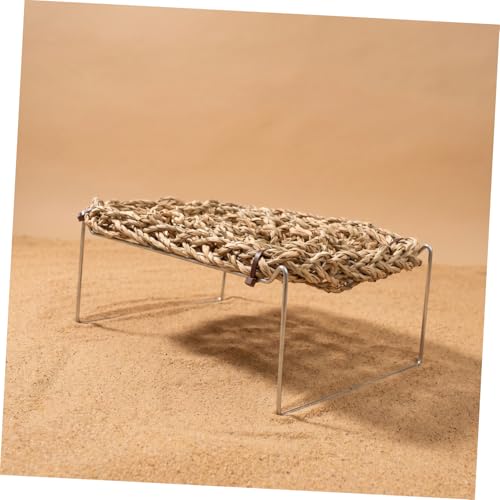 jojofuny Bearded Dragon Bed with Sea Grass Material, Rectangle Shape Climbing Habitat Decor, Wear-Resistant Lizard Hammock for Bearded Dragon and Leopard Gecko Tank or Outdoor Frog Habitat