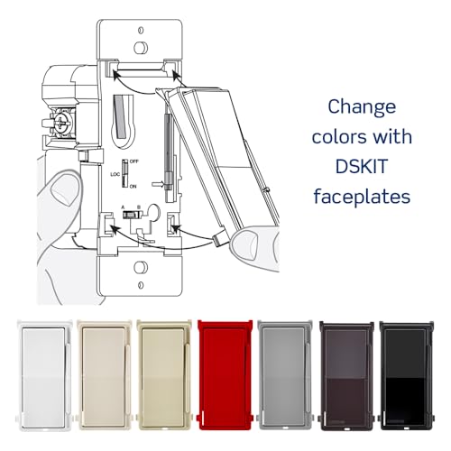 Leviton Decora Slide Dimmer Switch for Dimmable LED, Halogen and Incandescent Bulbs, DSL06-1LZ, White with Ivory and Light Almond Faceplates - size: 1 Pack
