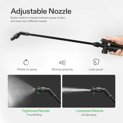 VIVOSUN 0.8Gal/3L Pump Pressure Sprayer, Pressurized Water Spray Bottle with Adjustable Shoulder Strap, Adjustable Nozzle, Safety Valve & Additional Seals, Ideal for Watering, Fertilizing, Cleaning - size: 0.8 Gallon / 3 Liter