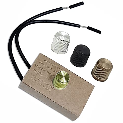Zing Ear ZE-03 Dimmer Switch Combo Kit Rotary 120VAC 240VAC 300W MAX Repair Tools Replacement Full Range Inline Table Lamps Floor Lights Dimmable LED Paper Outer Shell Brass Easy to Install - size: Paper shell
