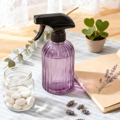 Glass Plant Mister Bottle, 15oz Refillable Water Bottle Spray, Handheld Water Spray Bottle with Adjustable Mist Nozzle for Indoor Flowers, Outdoor Gardening, Cleaning, Hair & Pets Care (Purple) - color: Purple