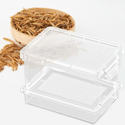 Reptile Feeding Box Storage Box,Portable,Easy to Clean,Reptile Feeder Cage for Cricke Raising Mealworms