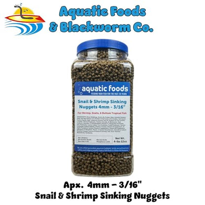 Snail & Shrimp 4mm Sinking 40% Protein Nuggets. Ideal for All Snails, Shrimp and Bottom Tropical Fish…4-lbs 12oz Jar - size: 4.75 Pound (Pack of 1)
