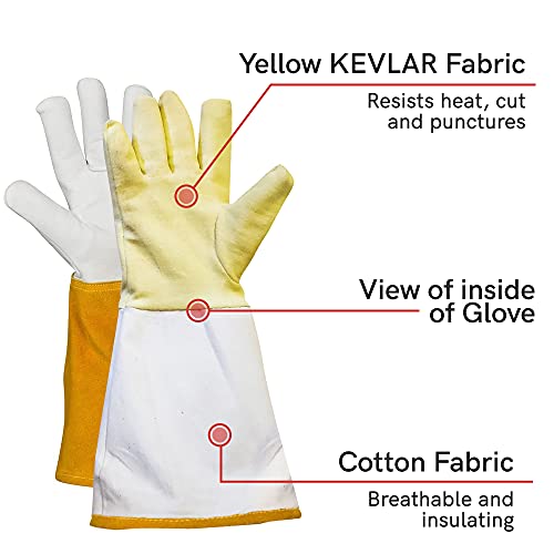 Suse's Kinder Animal Handling Gloves Leather Padding Dog,Cat Scratch,Bird Falcon Gloves Grabbing Reptile Squirrel Snake Bite - color: Yellow/White, size: Small