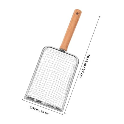 Hemobllo Mesh Cat Litter Scoop with Wood Handle, Stainless Steel Reptile Waste Shovel, 5x5mm Sifter for Cat and Small Pet Litter Cleaning