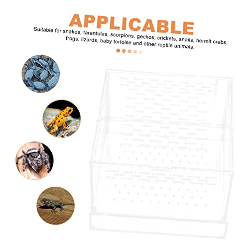 GANAZONO Clear Feeding Case for Spiders and Geckos Durable Hatching Container with Lid Habitat Box for Reptiles and