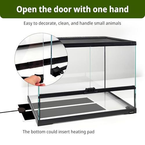 17 Gallon Reptile Glass Tank 20"x14"x14" with Drainage Hole - Pre-Assembled Reptile Cage Enclosure for Turtle,Tortoise,Hermit Crab,Bearded Dragon,Gecko,Lizard,Snake,Spider,Fish,Tarantula - size: 20*14*14inch with drainage hole