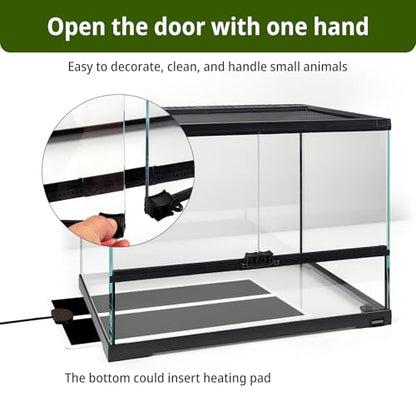 17 Gallon Reptile Glass Tank 20"x14"x14" with Drainage Hole - Pre-Assembled Reptile Cage Enclosure for Turtle,Tortoise,Hermit Crab,Bearded Dragon,Gecko,Lizard,Snake,Spider,Fish,Tarantula - size: 20*14*14inch with drainage hole