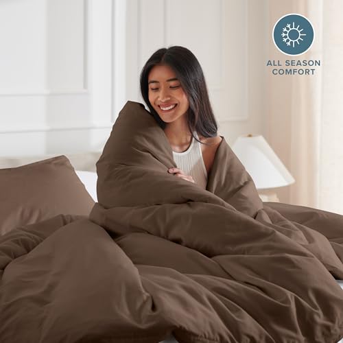 Bare Home Bedding Duvet Cover Extra Long Size - Premium 1800 Super Soft Collection - Lightweight, Cooling - Soft Breathable Bedding Duvet Cover (Twin/Twin XL, Cocoa) - color: 07 - Cocoa (No Comforter), size: Twin/Twin XL