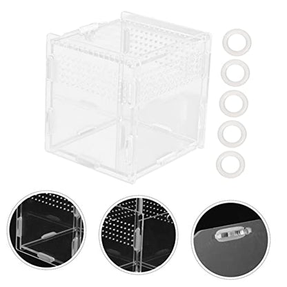 Acrylic Feeding Box for Reptiles Terrarium Kit Observation Window Easy Cleaning - size: 9.5x9cm