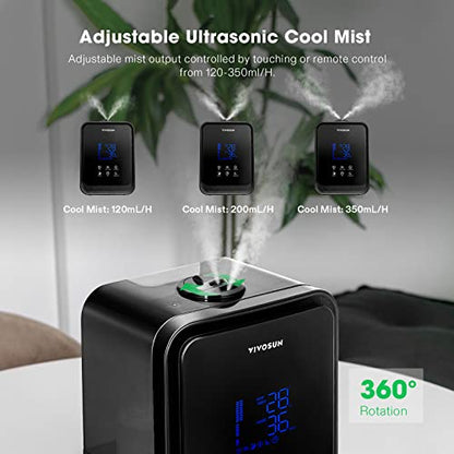 VIVOSUN 4.5L 2-in-1 Cool & Warm Mist Ultrasonic Humidifier with Essential Oil Box & Remote Control for Bedrooms, Offices, Plants, Babies, Dryness, and Skincare - style: 4.5L 2-in-1 Cool & Warm Mist Humidifier