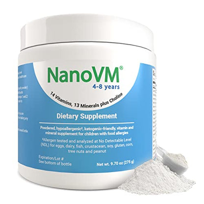 4-8 Years, Allergen-Free Kids Multivitamin, Unflavored Powdered Vitamins, Multivitamin Powder with 14 Vitamins & 13 Minerals, Low-Carbohydrate Vitamin Supplements, 275g - Solace Nutrition - style: 4-8