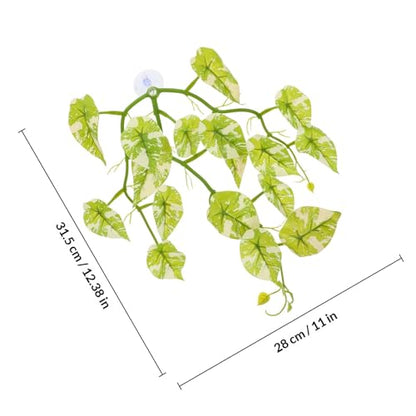 Hemoton Artificial Reptile Climbing Plants with Suction Cup, Terrarium Decoration for Turtle and Gecko Habitat, Realistic Hanging Leaf Vines for Reptile Tank Accessories