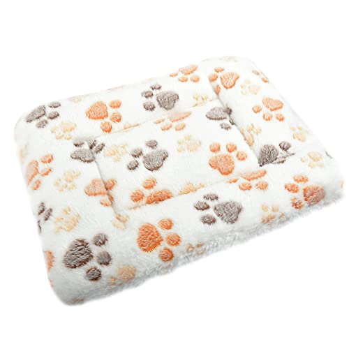Small Animal Bed Mat, Soft & Warm, Suitable for Guinea Pig, Hamster, Rabbit, Rat and Bearded Dragon (X-Large(13.3''x9.4''), Footprint White) - color: Footprint White, size: X-Large(13.3''x9.4'')