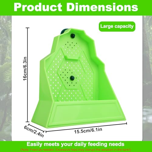 Large Capacity Bearded Dragon Feeder, Escape-Proof Reptile Corner Hunting Bowl with Suction Cups Wall-Mounted Reptile Feeding Box for Lizards Geckos Chameleons & Frogs (Green)