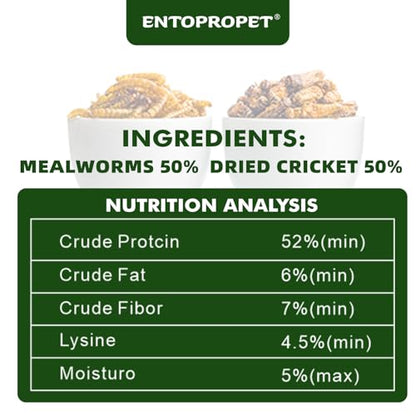 Dried Mealworms and Dried Crickets 3oz - Higher in Calcium and Richer in Protein-A Premium Medley Treat Food for Bearded Dragons,Turtle, Birds & Tropical Fish - size: 3 Ounce (Pack of 1)