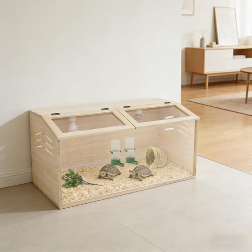 Quail Brooder Box, Soild Wood Brooder Box, Intelligent Breeding Boxes with Automatic Water Feeder Thermometer & Hygrometer Complete Set for Chicks Quail Birds Small Reptile Animals