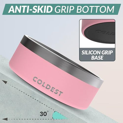 Coldest Dog Bowl - Anti Rust Metal, Non Slip, 3 Layers Insulated Stainless Steel Dog Bowls - Spill Proof & Heavy Duty - Water Bowl for Dogs, Cats & Pets, Dish Washer Safe (64 oz,Cotton Candy Pink) - color: Cotton Candy Pink, size: 64 oz