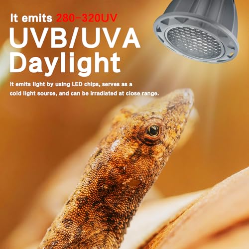 GARTO UVB Light for Reptiles, for E26, E27 Reptile Heat Lamp, Full Spectrum LED Light,UVA Daylight Basking Light for Dragon, 2urtle, Lizard, Gecko, Lizard (UVB-10.0)