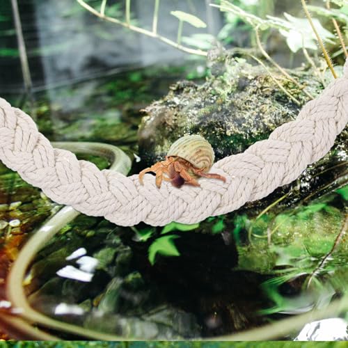 2PCS Hermit Crab Climbing Toys Hermit Crab Accessories Climbing Rope with 4 Hooks Hermit Crabs Habitat Decor for Leopard Gecko Lizards Geckos Snakes Tree Frog