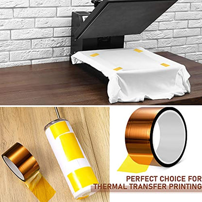 Outus 2 Pcs Rolls of Heat Tape High Temperature Polyimide Tape 500 Fahrenheit Degree Heat Resistant Adhesive Film for Soldering Electrical Works 3D Printing (2''X 108ft)