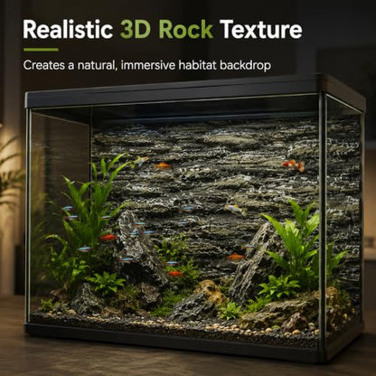 FOMIYES Reptile Tank Background 3D Stalactite Decorative Panel 17.7X11.8X1.6 Inch Pu Foam Aquarium Backdrop for Fish Turtle Habitat Vertical Rock Design