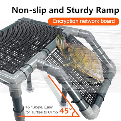Large Basking Platform for Aquatic Turtles, 10.8" Width Resting Area, Adjustable Height Turtle Basking Platform with Suction Cup, Turtle Tank Accessories