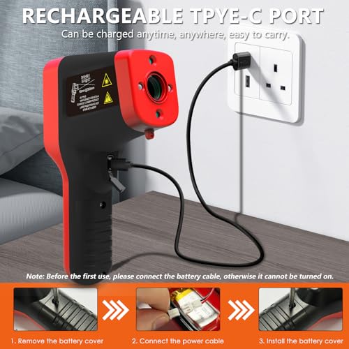 Pyrometer, 30:1 Industrial Infrared Thermometer Gun Rechargeable, -58℉~2912℉ High Temp Waterproof Digital IR Laser Temperature Gauge (NOT for Human) - color: Orange
