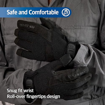 DEX FIT NPG420 Needle Resistant Gloves, ASTM F2878 Level 4 Palm & Lvl 3 Finger, ANSI Cut A9 Heavy Duty Industrial Protection, Multi-Layered Steel Mesh Puncture Proof Work Gloves, Black, L, 1 Pair - size: Large