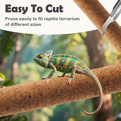 PINVNBY 2 Pcs Reptile Branches for Climbing,Natural Lizard Cork Stick Bearded Dragon Tree Branch Habitat Log Decor for Tree Frog Snake Crested Gecko Spider Chameleon - size: L:15.75”Lx1.65”Wx1.65”H