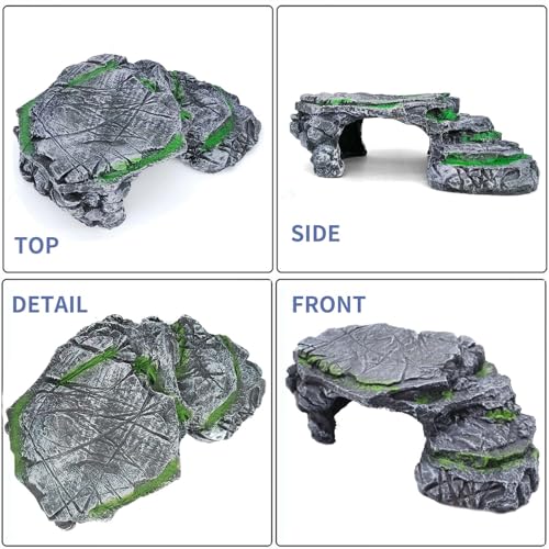 Moonorange Turtle Basking Platform Turtle Tank Decoration for Aquariums & Terrarium, Turtle, Lizard, Reptile Habitat Hideout (Black)