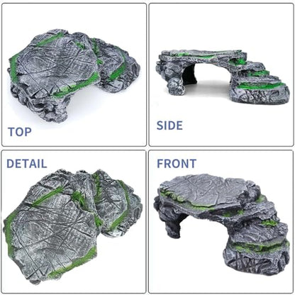 Moonorange Turtle Basking Platform Turtle Tank Decoration for Aquariums & Terrarium, Turtle, Lizard, Reptile Habitat Hideout (Black)